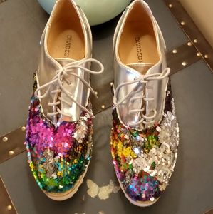 Silver sequin shoes